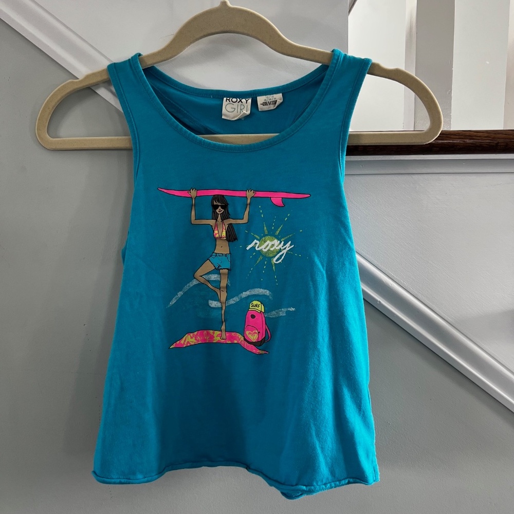 Roxy Girl Teal Blue Tank Top Girls Size medium (12/14)
